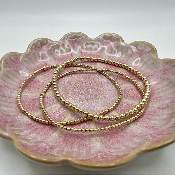 Set of 3 Bracelets - Two 2mm and One 3mm made with 14k Gold Filled Beads - Picture 2 of 2